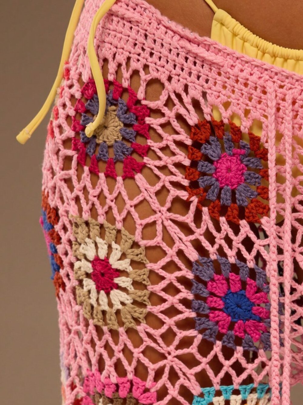 Multicolor Boho Women's Mixed Crochet Knit Wide Leg Cover-Ups - Picture 5 of 5